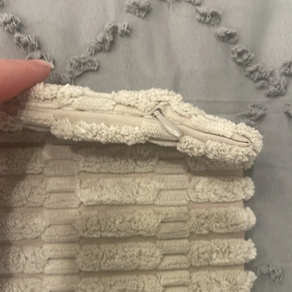 two gray grey throw pillow covers, soft with hidden zipper